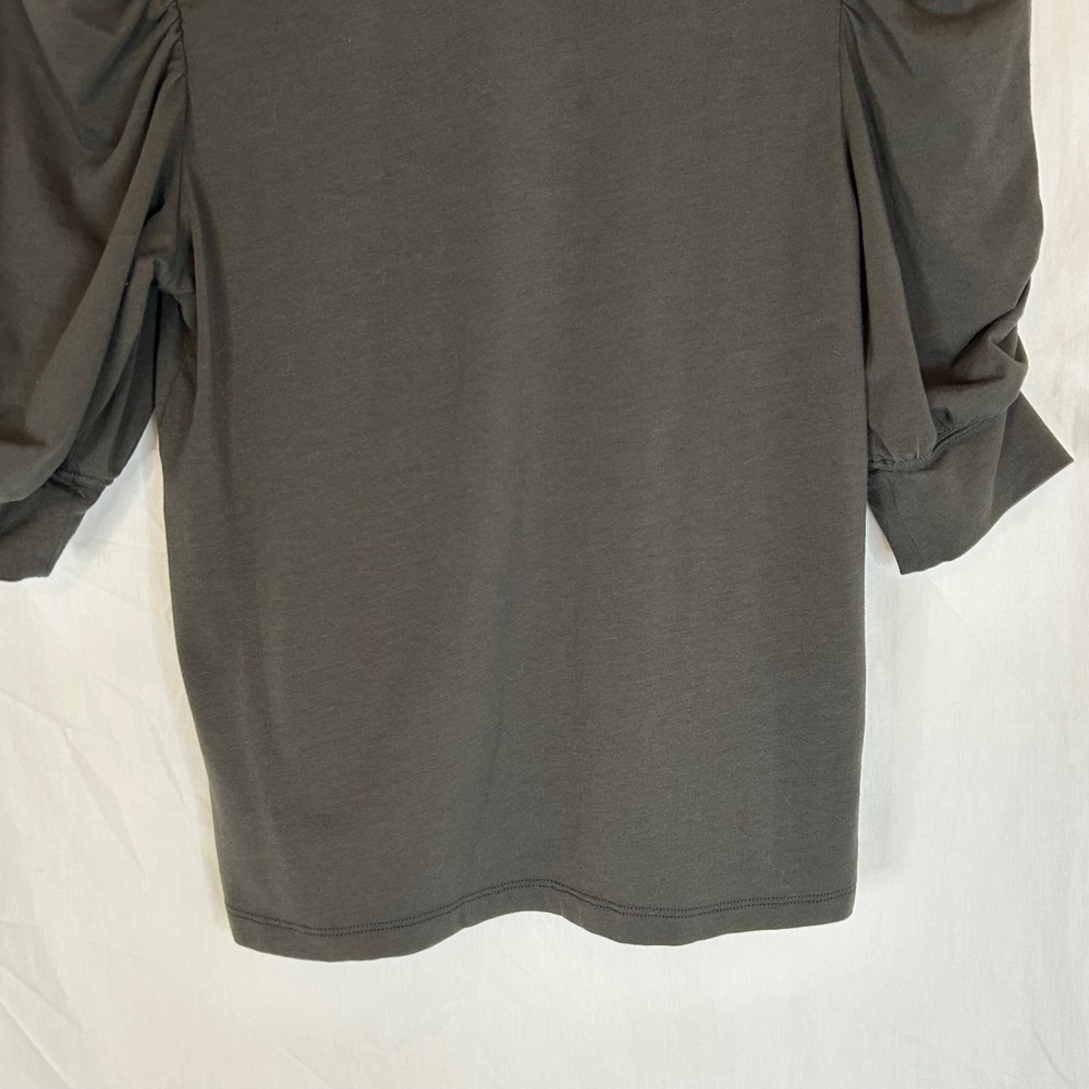 Habitual Olive Green Puff Sleeve Knit Top Ruched Sleeve Casual‎ Tee XS - Picture 10 of 12